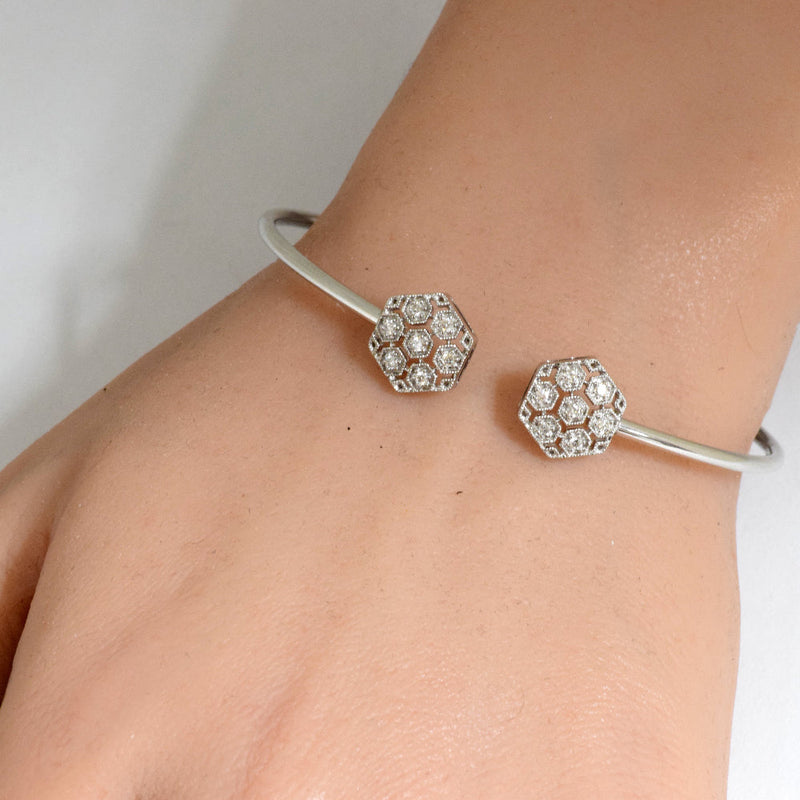 SPECIAL! .20ct G SI 14K White Gold Diamond Flexible Open Bangle Bracelet