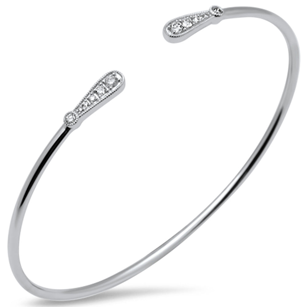 SPECIAL! .26ct G SI 14K White Gold Diamond Flexible Open Bangle Bracelet