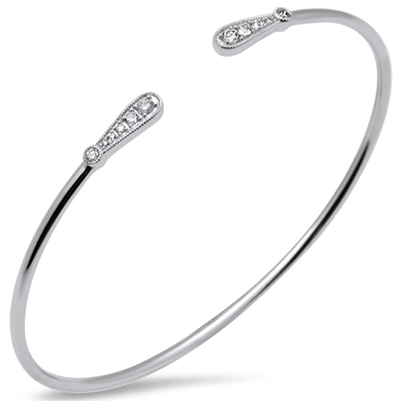 SPECIAL! .26ct G SI 14K White Gold Diamond Flexible Open Bangle Bracelet
