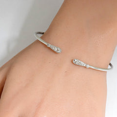 SPECIAL! .26ct G SI 14K White Gold Diamond Flexible Open Bangle Bracelet