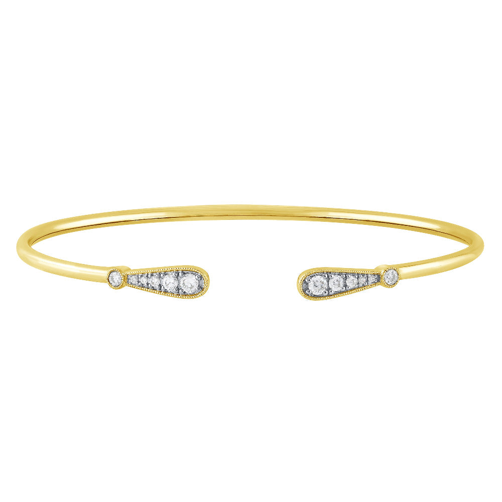 SPECIAL! .24ct G SI 14K Yellow Gold Diamond Flexible Open Bangle Bracelet