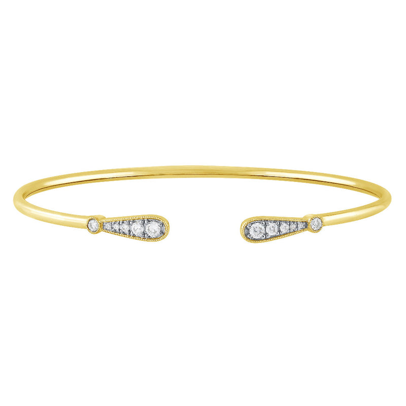SPECIAL! .24ct G SI 14K Yellow Gold Diamond Flexible Open Bangle Bracelet