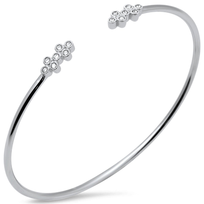 SPECIAL! .20ct G SI 14K White Gold Diamond Flexible Open Bangle Bracelet