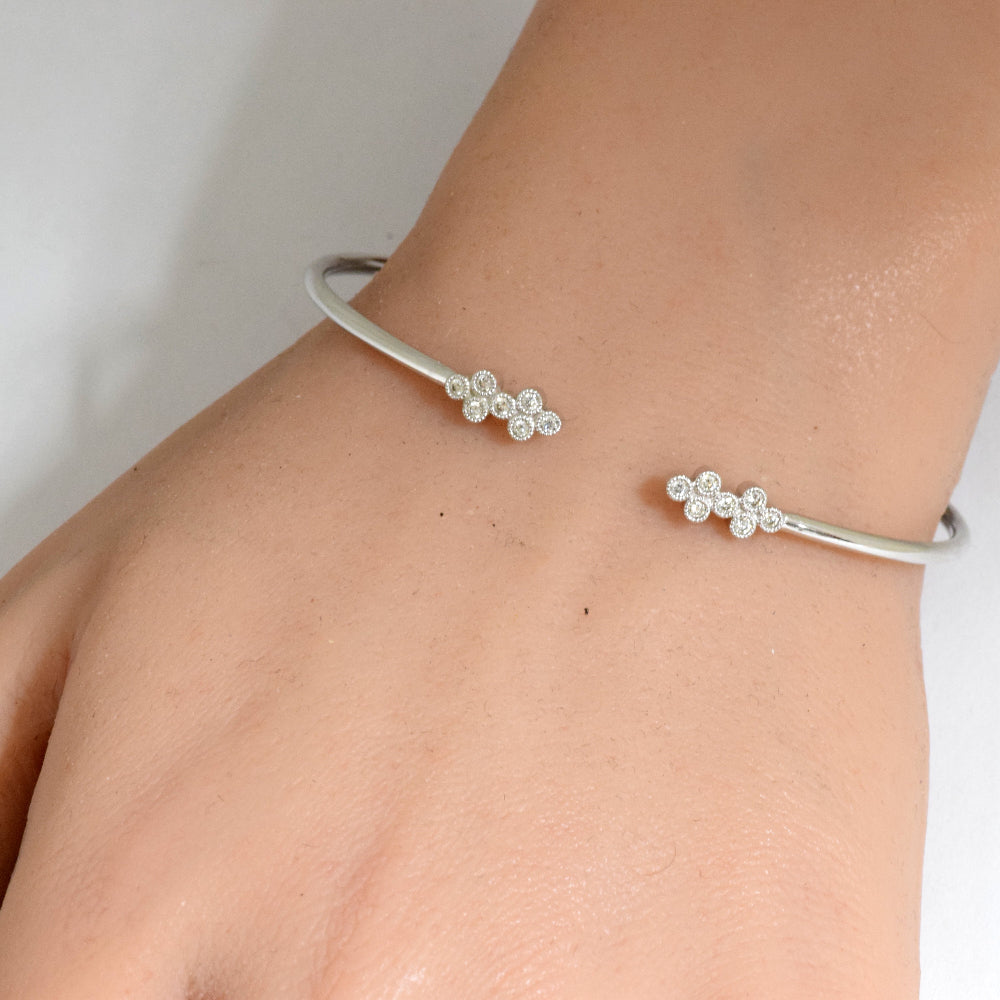 SPECIAL! .20ct G SI 14K White Gold Diamond Flexible Open Bangle Bracelet