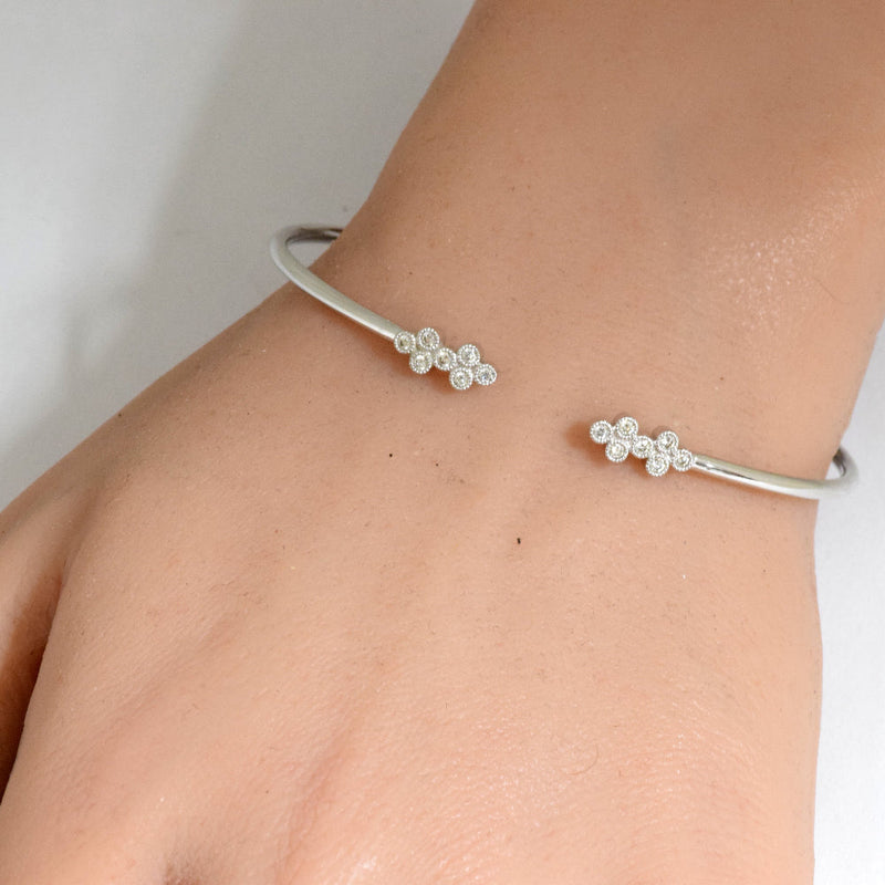 SPECIAL! .20ct G SI 14K White Gold Diamond Flexible Open Bangle Bracelet