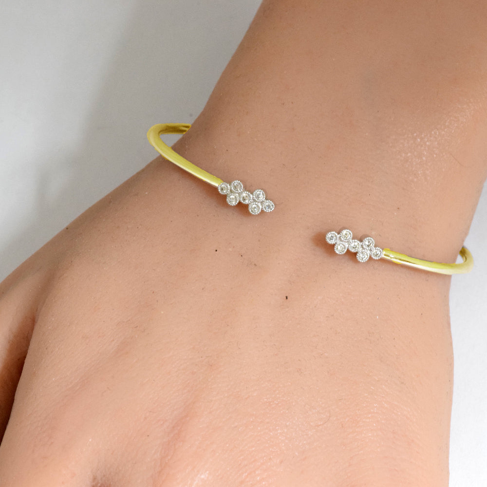 SPECIAL! .19ct G SI 14K Yellow Gold Diamond Flexible Open Bangle Bracelet