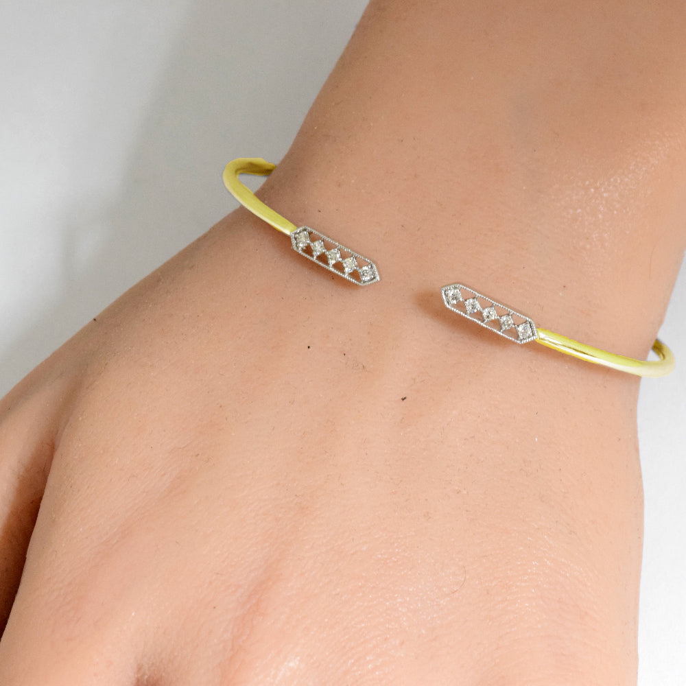 SPECIAL! .15ct G SI 14K Yellow Gold Diamond Flexible Open Bangle Bracelet