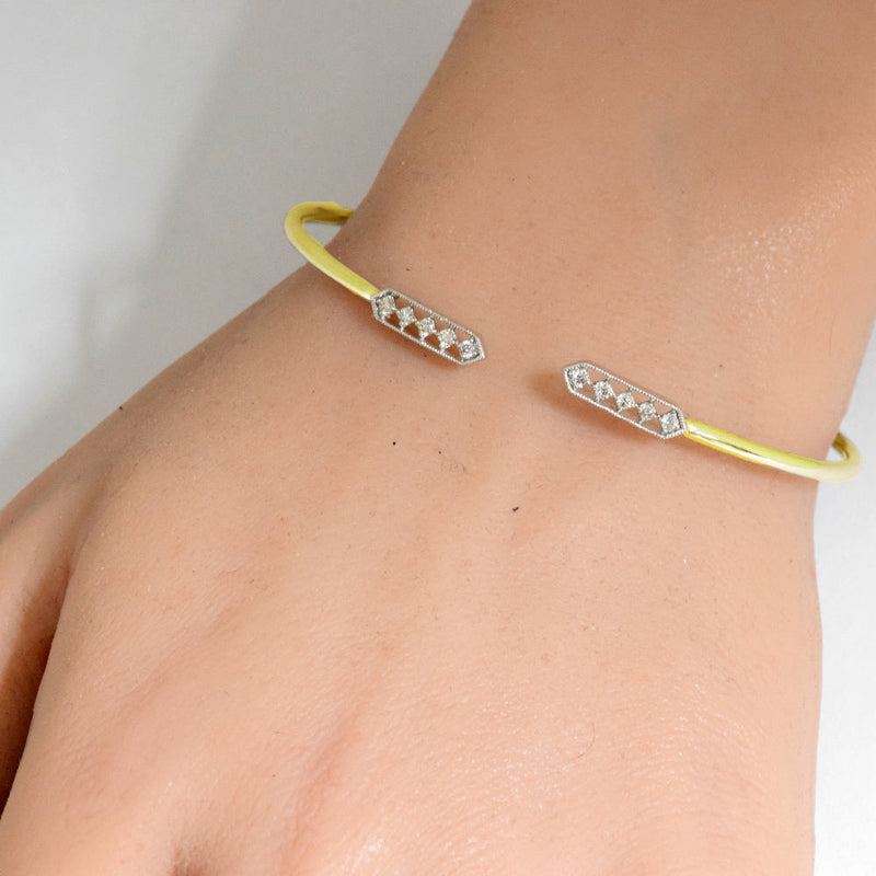 SPECIAL! .15ct G SI 14K Yellow Gold Diamond Flexible Open Bangle Bracelet