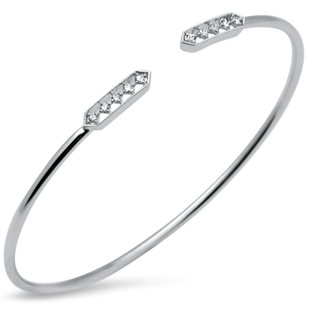 SPECIAL! .17ct G SI 14K White Gold Diamond Flexible Open Bangle Bracelet