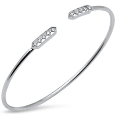 SPECIAL! .17ct G SI 14K White Gold Diamond Flexible Open Bangle Bracelet