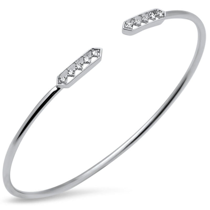 SPECIAL! .17ct G SI 14K White Gold Diamond Flexible Open Bangle Bracelet
