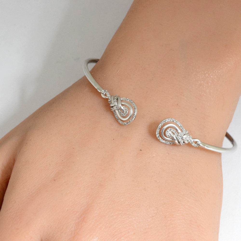 SPECIAL! .33ct G SI 14K White Gold Diamond Flexible Open Bangle Bracelet