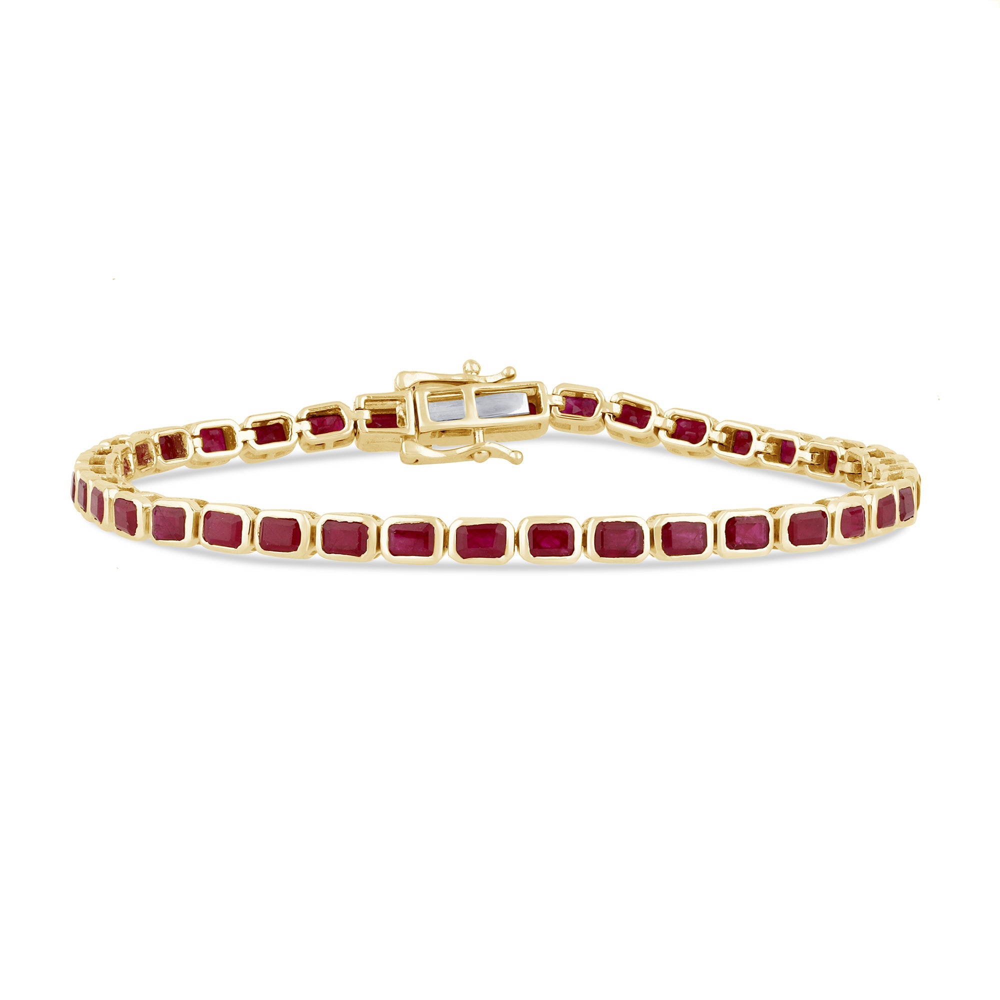 SPECIAL!6.40ct G SI 14K Yellow Gold Ruby Gemstones Bracelet 7" Long