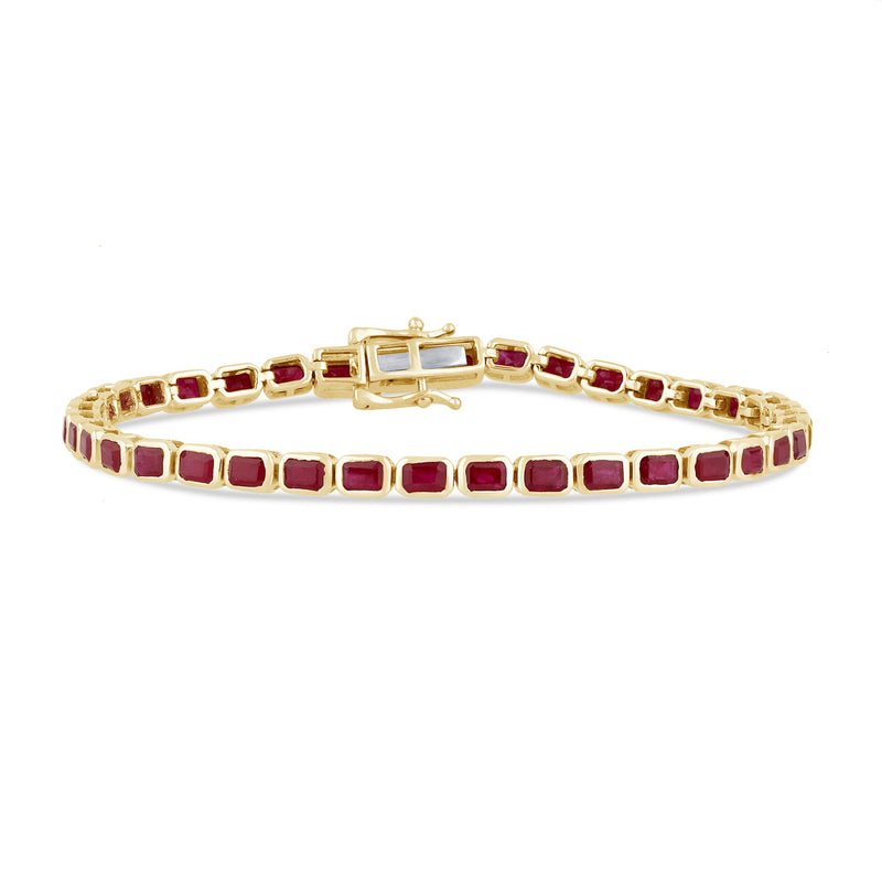 SPECIAL!6.40ct G SI 14K Yellow Gold Ruby Gemstones Bracelet 7" Long