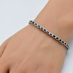 SPECIAL! 6.84ct G SI 14K White Gold Blue Sapphire Gemstones Bracelet 7" Long