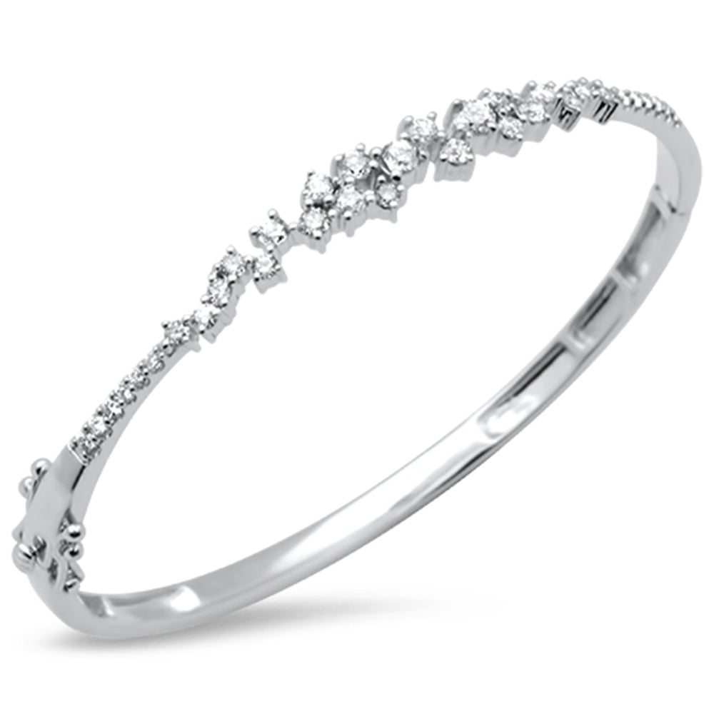 SPECIAL!1.24ct G SI 14K White Gold Diamond Bangle Bracelet 59mm