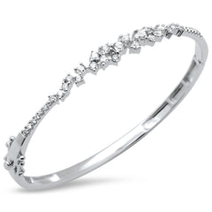SPECIAL!1.24ct G SI 14K White Gold Diamond Bangle Bracelet 59mm