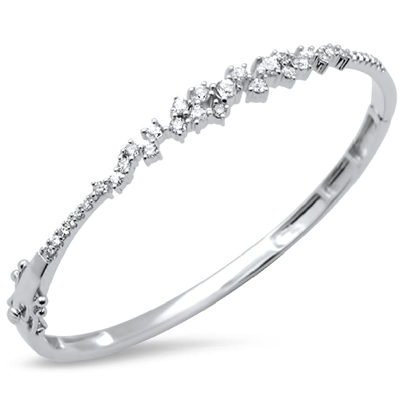 SPECIAL!1.24ct G SI 14K White Gold Diamond Bangle Bracelet 59mm