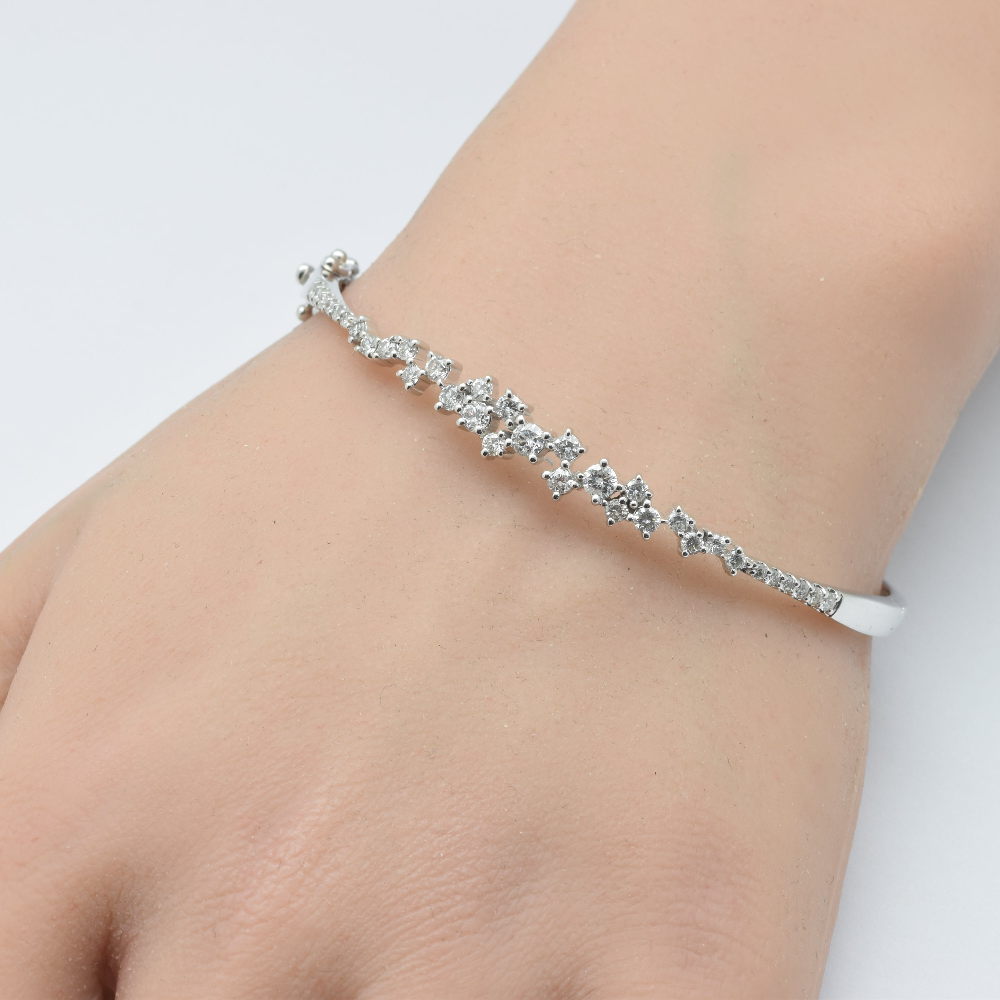 SPECIAL!1.24ct G SI 14K White Gold Diamond Bangle Bracelet 59mm
