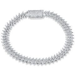 SPECIAL!4.20ct G SI 14K White Gold Round Diamond 9MM Spike Cuban Bracelet 8" Long