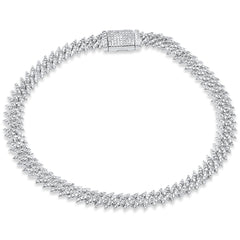 SPECIAL!2.37ct G SI 14K White Gold Round Diamond 7MM Spike Cuban Bracelet 8" Long
