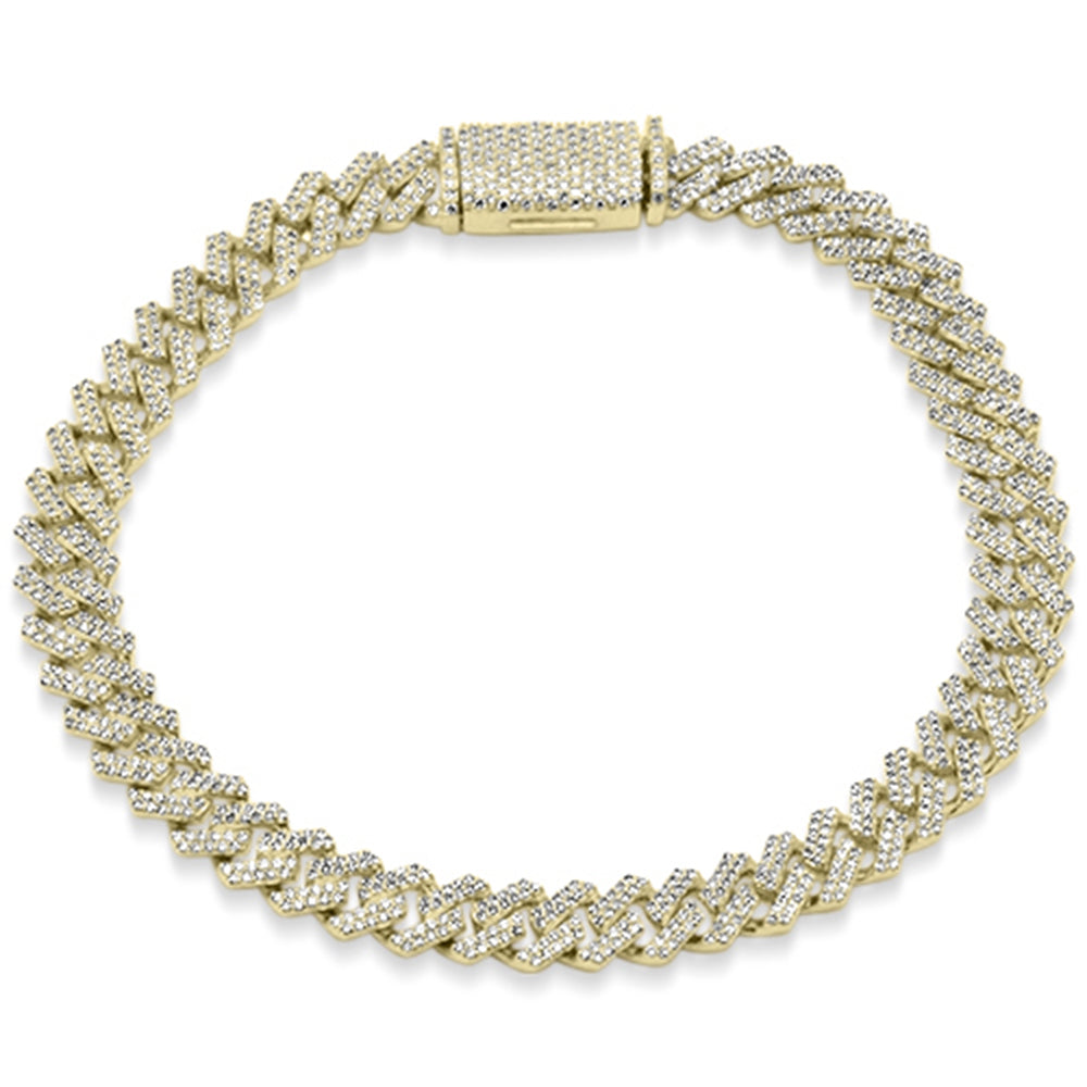 SPECIAL! 6MM 1.84ct G SI 14K Yellow Gold Round Diamond Square Cuban Bracelet 8" Long