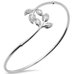 SPECIAL!.47ct G SI 14K White Gold Diamond Flexible Leaf Bangle Bracelet