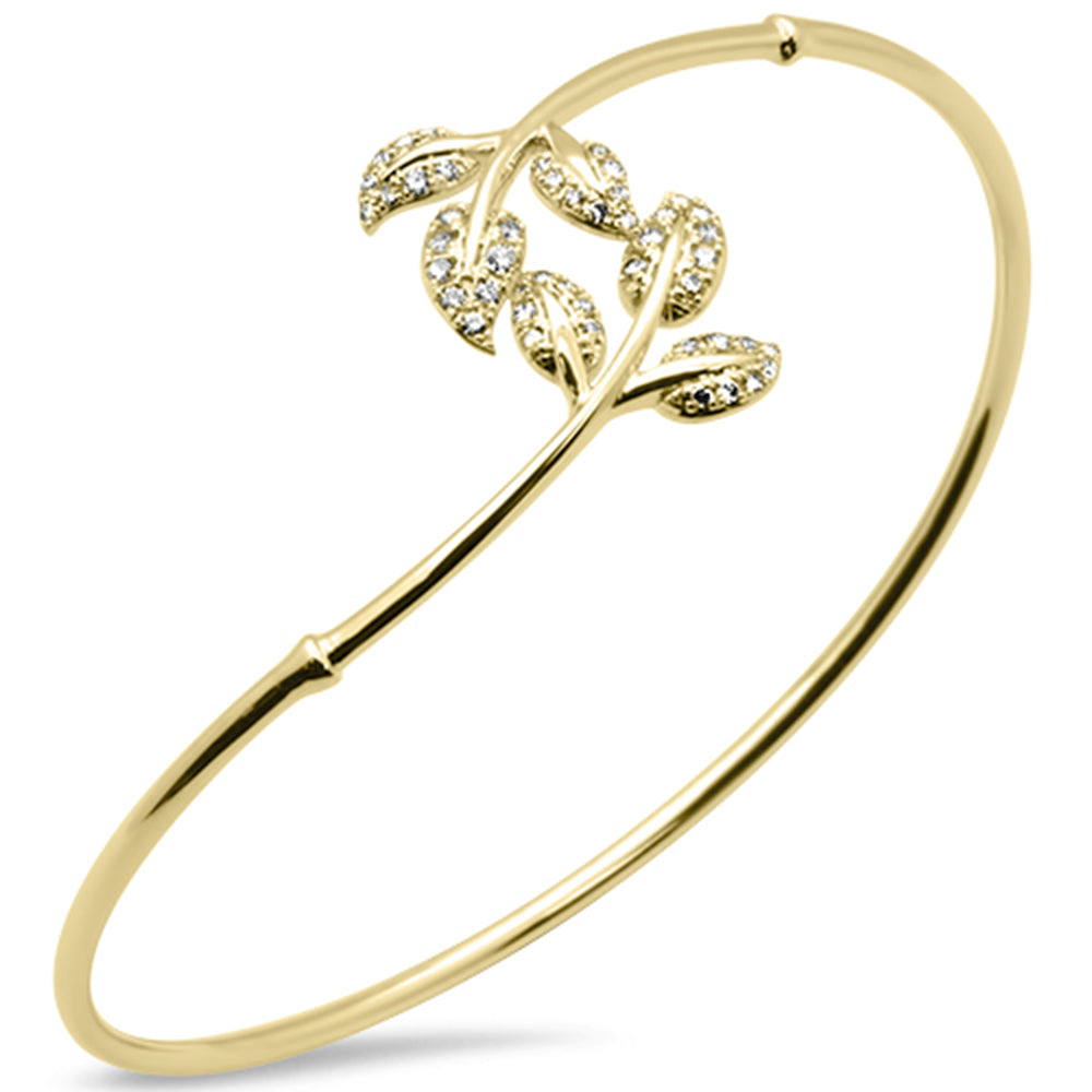 SPECIAL!.48ct G SI 14K Yellow Gold Diamond Flexible Leaf Bangle Bracelet