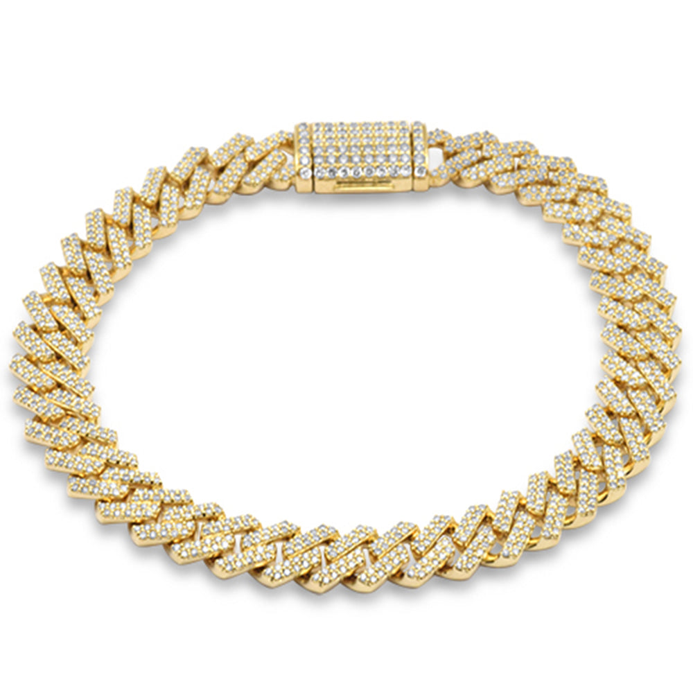 SPECIAL!9mm 3.46ct G SI 14K Yellow Gold Diamond Micro Pave Cuban Square Link Bracelet 8"