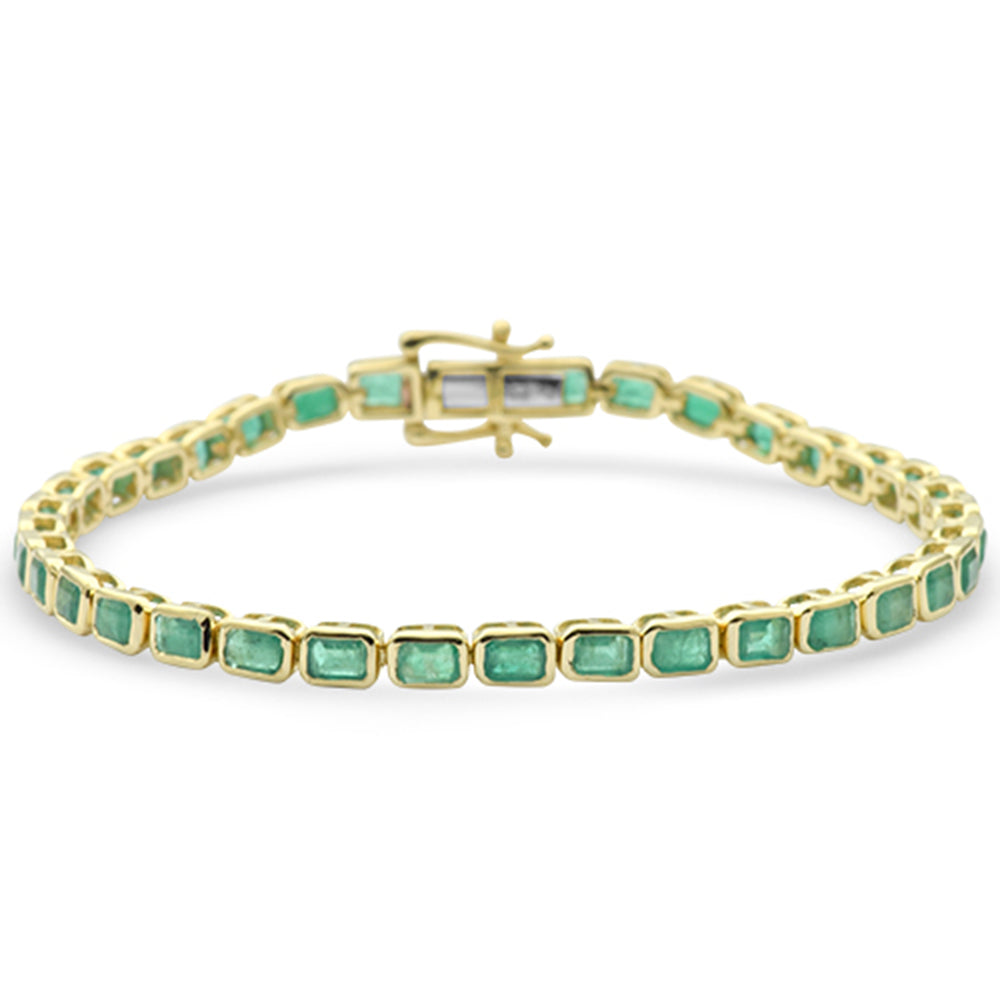 SPECIAL! 5.12ct G SI 14K Yellow Gold Emerald Gemstones Bracelet 6.5" Long