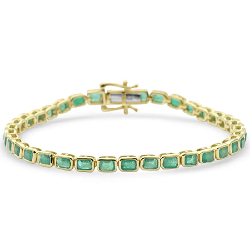 SPECIAL! 5.12ct G SI 14K Yellow Gold Emerald Gemstones Bracelet 6.5" Long