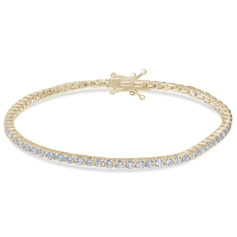 SPECIAL! 3.02ct 14K Yellow Gold Diamond Tennis Bracelet 7" Long