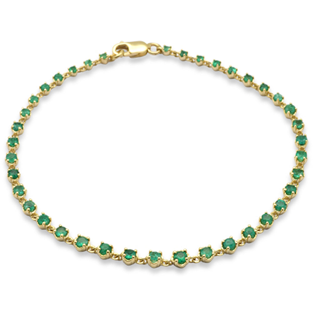 SPECIAL!1.40ct G SI 14K Yellow Gold  Natural Emerald Gemstones Bracelet 7.5" Long