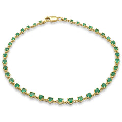 SPECIAL!1.40ct G SI 14K Yellow Gold  Natural Emerald Gemstones Bracelet 7.5" Long