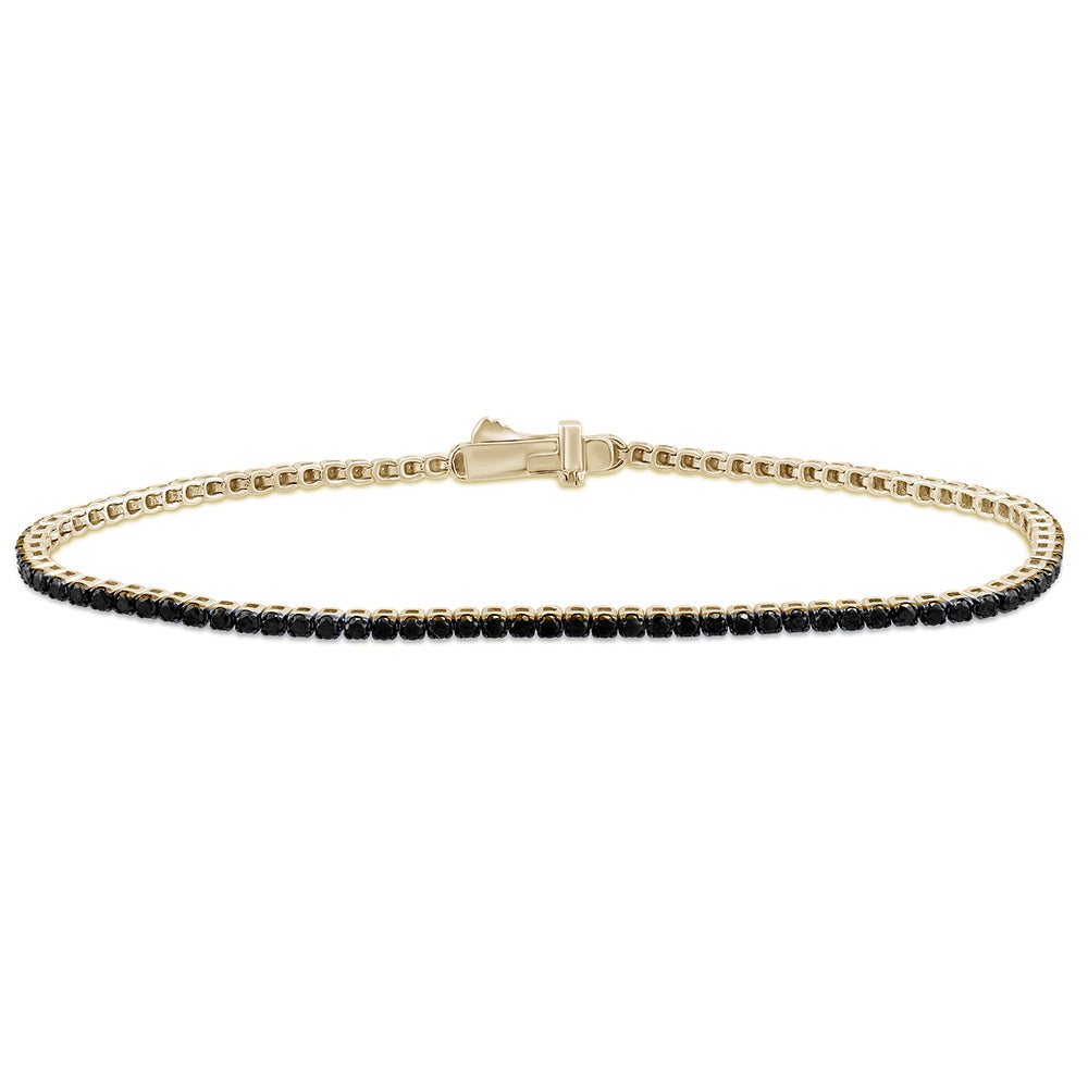 SPECIAL!1.81ct G SI 14K Yellow Gold Black Diamonds Tennis Bracelet 7" long