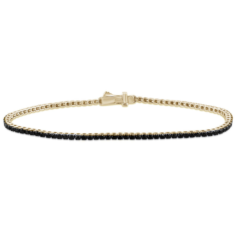 SPECIAL!1.81ct G SI 14K Yellow Gold Black Diamonds Tennis Bracelet 7" long