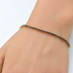 SPECIAL!1.81ct G SI 14K Yellow Gold Black Diamonds Tennis Bracelet 7" long