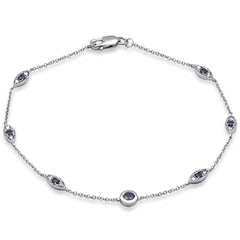 SPECIAL!.51ct G SI 14K White Gold Diamond & Blue Sapphire Gemstone Bracelet 7" Long