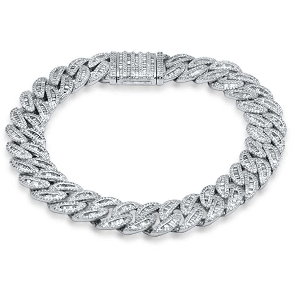 SPECIAL! 7MM 3.14ct G SI 14K White Gold Round & Baguette Iced Out Diamond Cuban Bracelet 7" Long