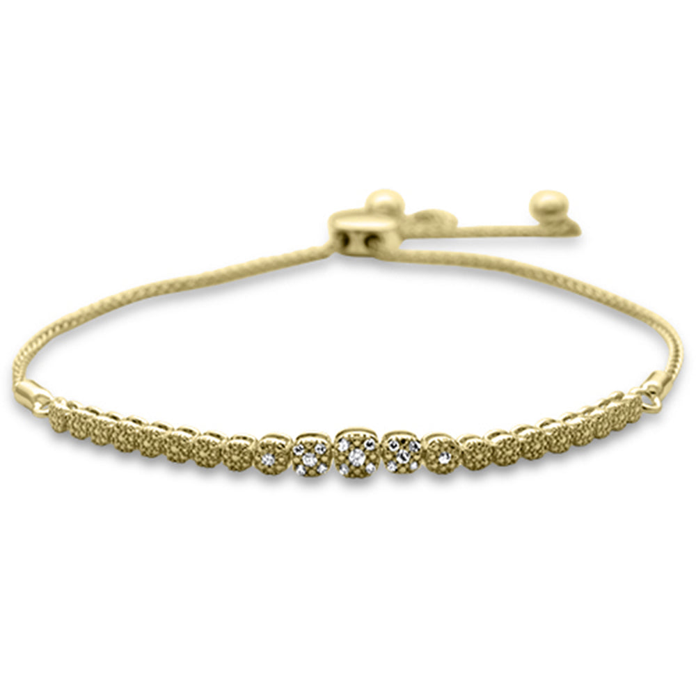 SPECIAL!.09ct G SI 14K Yellow Gold Diamond Adjustable Bola Bracelet 7.25" Long Adjustable