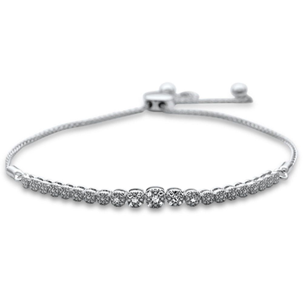 SPECIAL!.09ct G SI 14K White Gold Diamond Adjustable Bola Bracelet 7.25" Long Adjustable