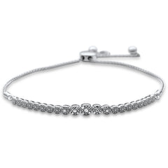 SPECIAL!.09ct G SI 14K White Gold Diamond Adjustable Bola Bracelet 7.25" Long Adjustable