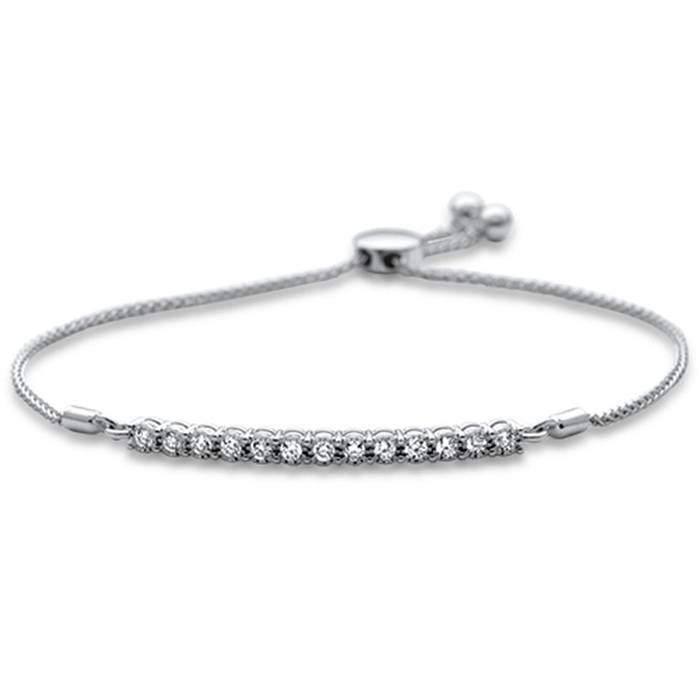 SPECIAL!.39ct G SI 14K White Gold Diamond Adjustable Bola Bracelet 7" Long Adjustable