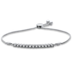 SPECIAL!.39ct G SI 14K White Gold Diamond Adjustable Bola Bracelet 7" Long Adjustable