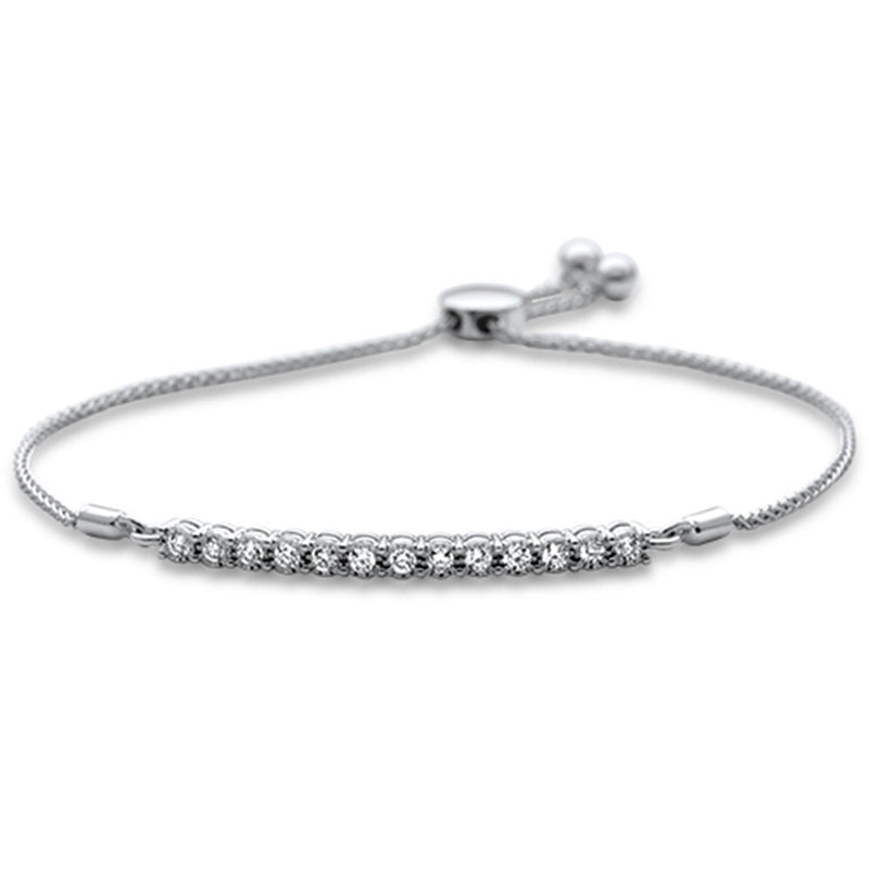 SPECIAL!.39ct G SI 14K White Gold Diamond Adjustable Bola Bracelet 7" Long Adjustable