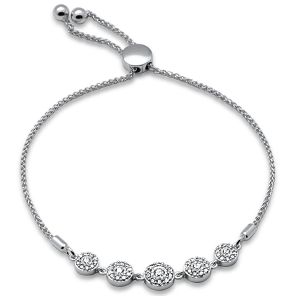 SPECIAL!.49ct G SI 14K White Gold Diamond Adjustable Bola Bracelet 7.25" Long Adjustable