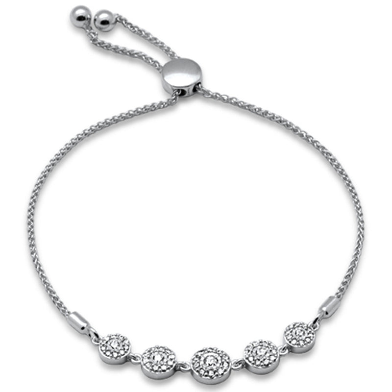SPECIAL!.49ct G SI 14K White Gold Diamond Adjustable Bola Bracelet 7.25" Long Adjustable