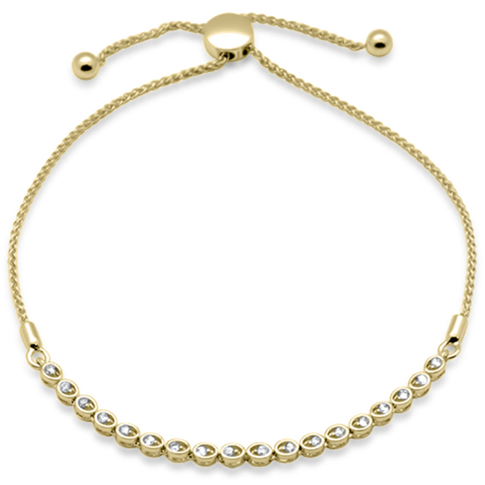 SPECIAL!.25ct G SI 14K Yellow Gold Diamond Adjustable Bola Bracelet 7" Long Adjustable