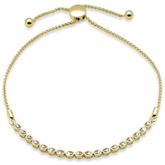 SPECIAL!.25ct G SI 14K Yellow Gold Diamond Adjustable Bola Bracelet 7" Long Adjustable
