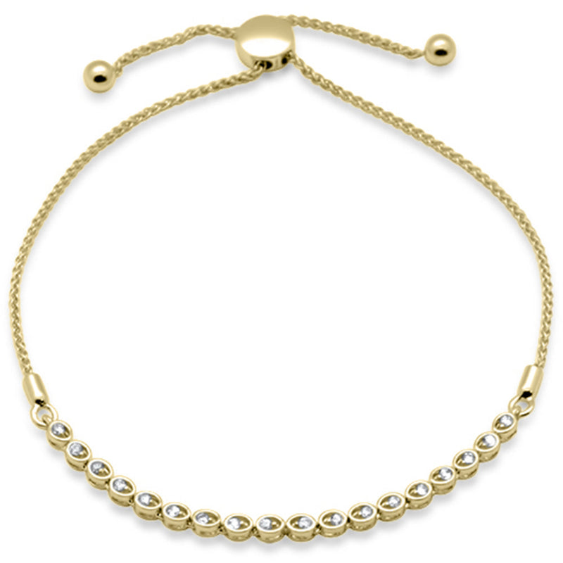 SPECIAL!.25ct G SI 14K Yellow Gold Diamond Adjustable Bola Bracelet 7" Long Adjustable